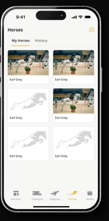 ProEquine app trip management screen